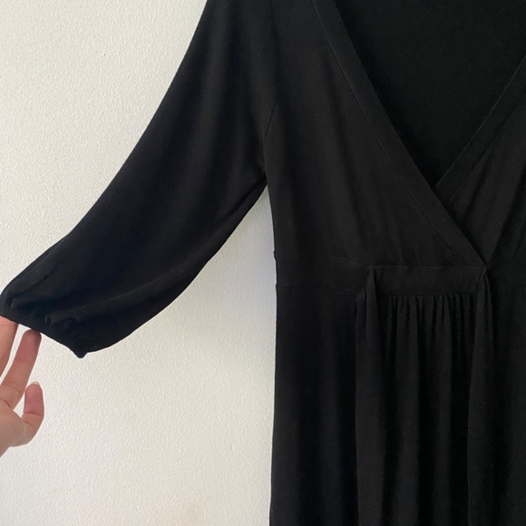 A-Line Faux Wrap Dress - Black - Picture 6 of 6